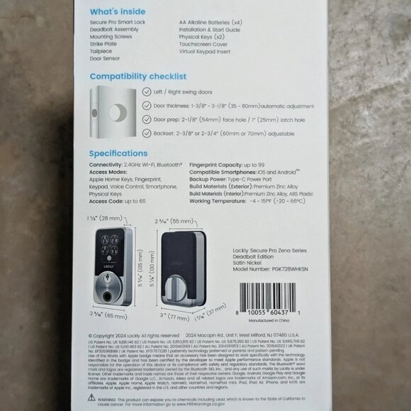 Lockly Pro Zeno Series Deadbolt WiFi Smart Lock Home Key Fingerprint Siri/Alexa - Picture 3 of 14